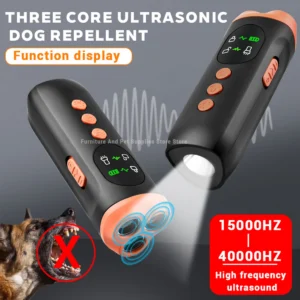 New portable outdoor dog repellent, high-power intelligent cat repellent, anti barking ultrasonic dog repellent with flashlight