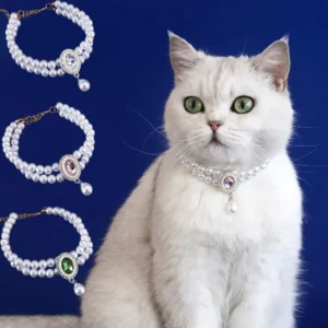 Pet Accessories Double Layer Pearl Pet Necklace Sweet Flower Pendant Cat Neck Chain Adjustable Pet Pearl Collar Photograph