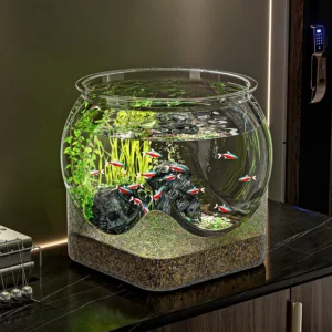 Small Desktop Fish Bowl Hydroponic Goldfish Tank Round Fish Bowl Durable Drop-resistant Decorative Aquarium Bowl Home Decor