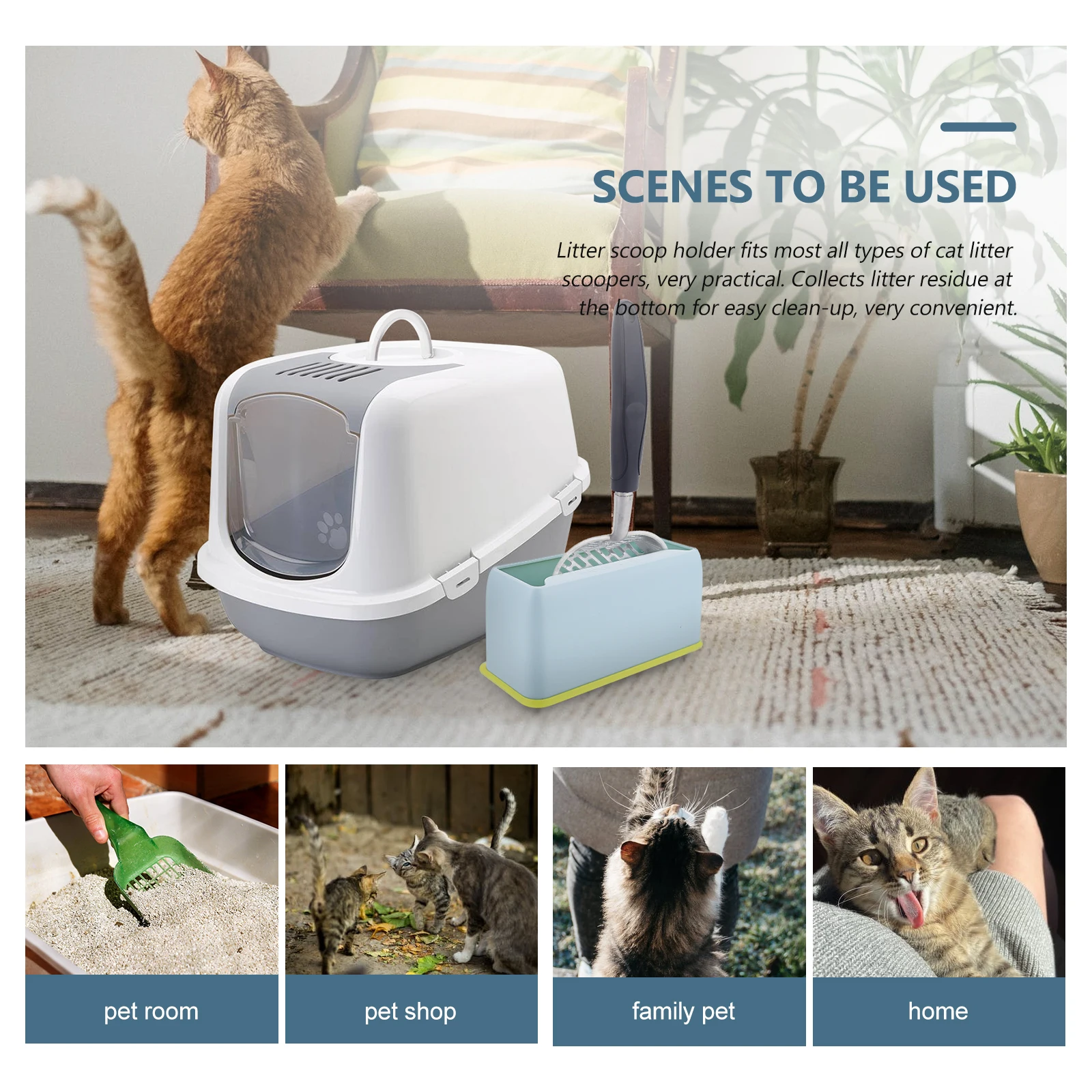 2Pcs Plastic Scoop Holder for Cat Litter Scooper Wear-Resistant Stand Collects Residue Easy Clean-Up Litter Scoop Holder