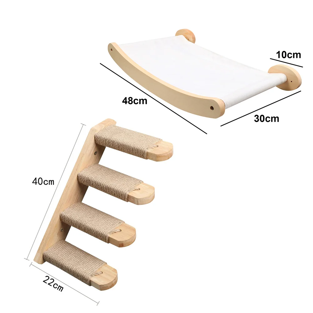 Toys Wall-mounted Activity Cat Wood Sisal Scratcher Climber Furniture Cat Bridge Rope Steps Kitten Ladder Kitten Post Wall - Image 7