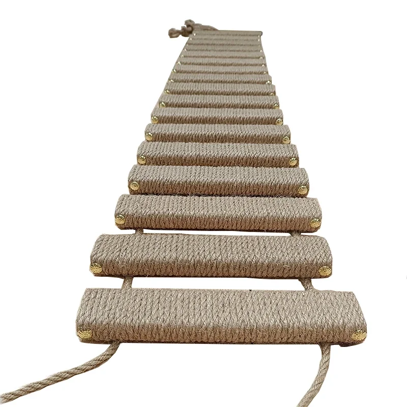Toys Wall-mounted Activity Cat Wood Sisal Scratcher Climber Furniture Cat Bridge Rope Steps Kitten Ladder Kitten Post Wall - Image 2