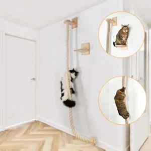 Cat Climbing Shelf and Rope Tree Wall Mounted Scratching Post Sisal Rope Lounging Interactive Play Toys Gym for Indoor Cats