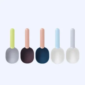 Dog Feeding Spoon Cat Food Shovel with Sealing Bag Clip Multifunctional Measuring Cup Pet Supplies Curved Design Easy To Clean