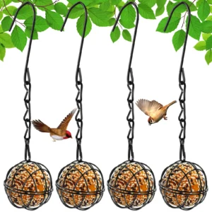 Ball Metal Bird Feeder Set Bird Feeding Station Kit Hanging Hummingbird Feeders Squirrel Proof Bird Feeders Outdoor Garden Decor