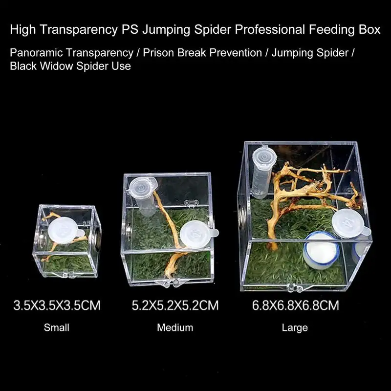 Mini Reptiles Breeding Box Clear Acrylic Cage Habitat Insect Feeding Box Terrarium Tank Escape Proof For Jumping Spider - Image 4