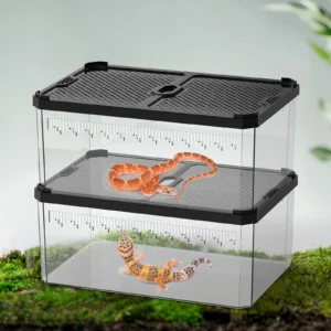 Sliding cover magnetic reptile breeding box, suitable for lizards, geckos, horned frogs, snakes and spiders