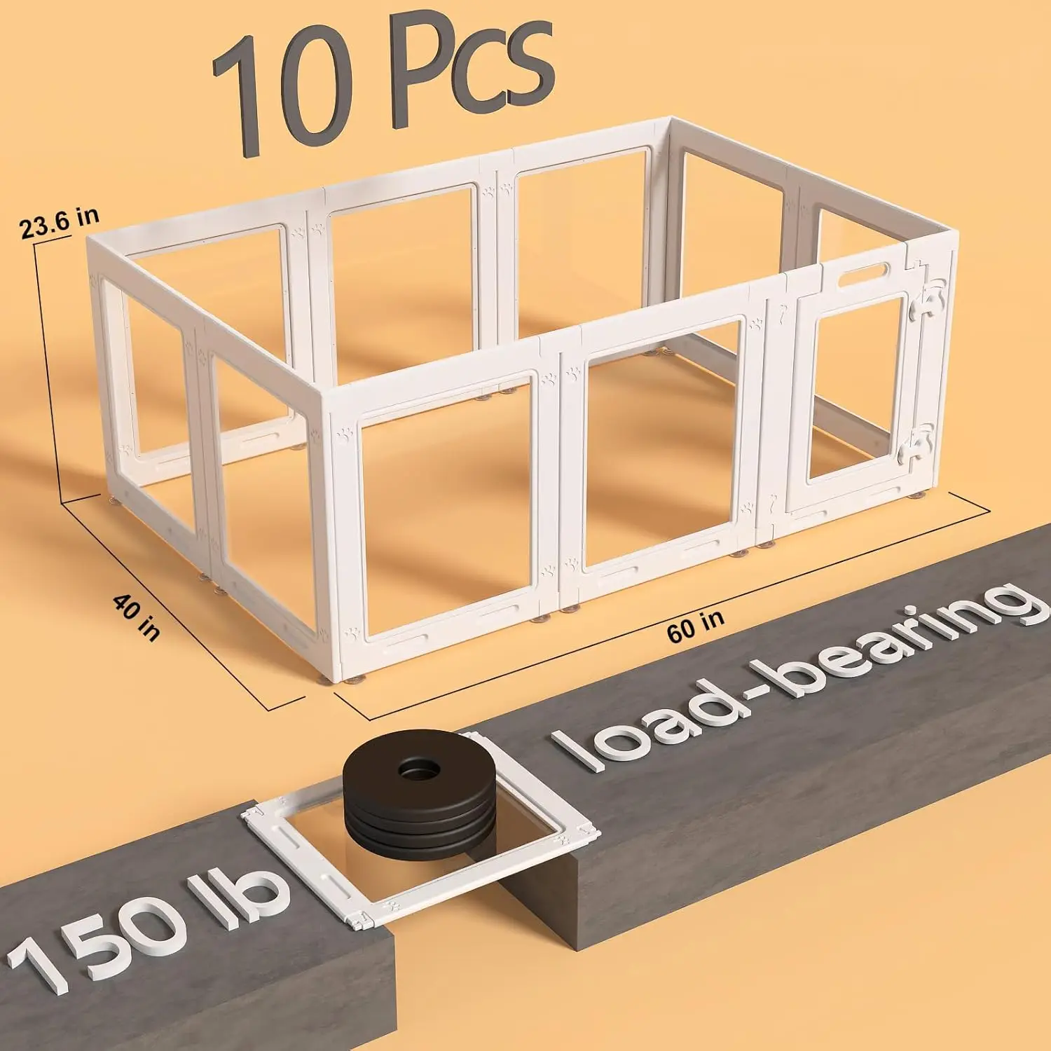 Clear Acrylic Pet Playpen with Door, Easy Assembly, 10-Panel Fence for Puppies and Small Dogs Indoor - Image 4