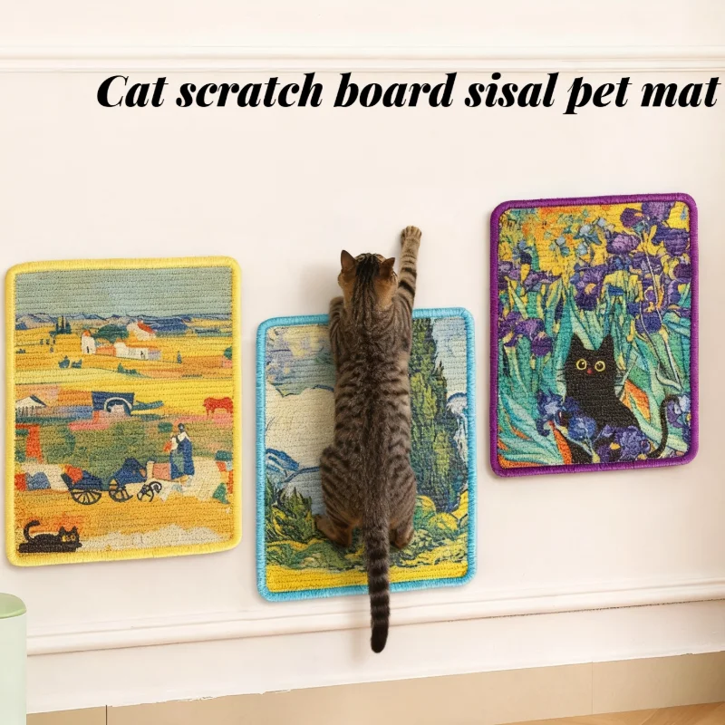 Cat Scratch Board, Sisal Pet Mat, No Debris Falling Off, Wall Sticking, Cat Toys, Cat Wear-resistant Scratch Pads, Pet Supplies