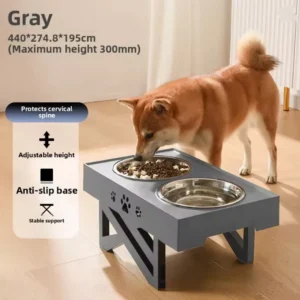 Double Raised Bowls For Dogs Stands Height Adjustable Slow Feed Cap For Pets Bowl For Medium And Large Dogs Raised Feed,water