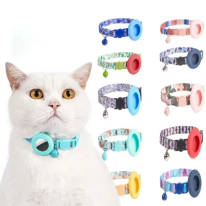 Adjustable Durable Cute Cat Collar GPS Tracker Protective Cover Reflective Washable Comfort Safe Buckle Pet Decoration Accessory