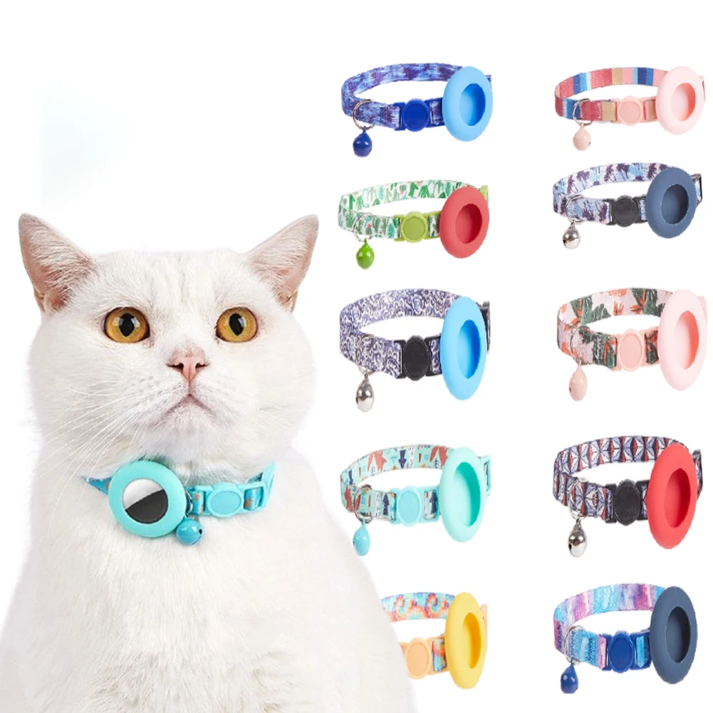 Adjustable Durable Cute Cat Collar GPS Tracker Protective Cover Reflective Washable Comfort Safe Buckle Pet Decoration Accessory