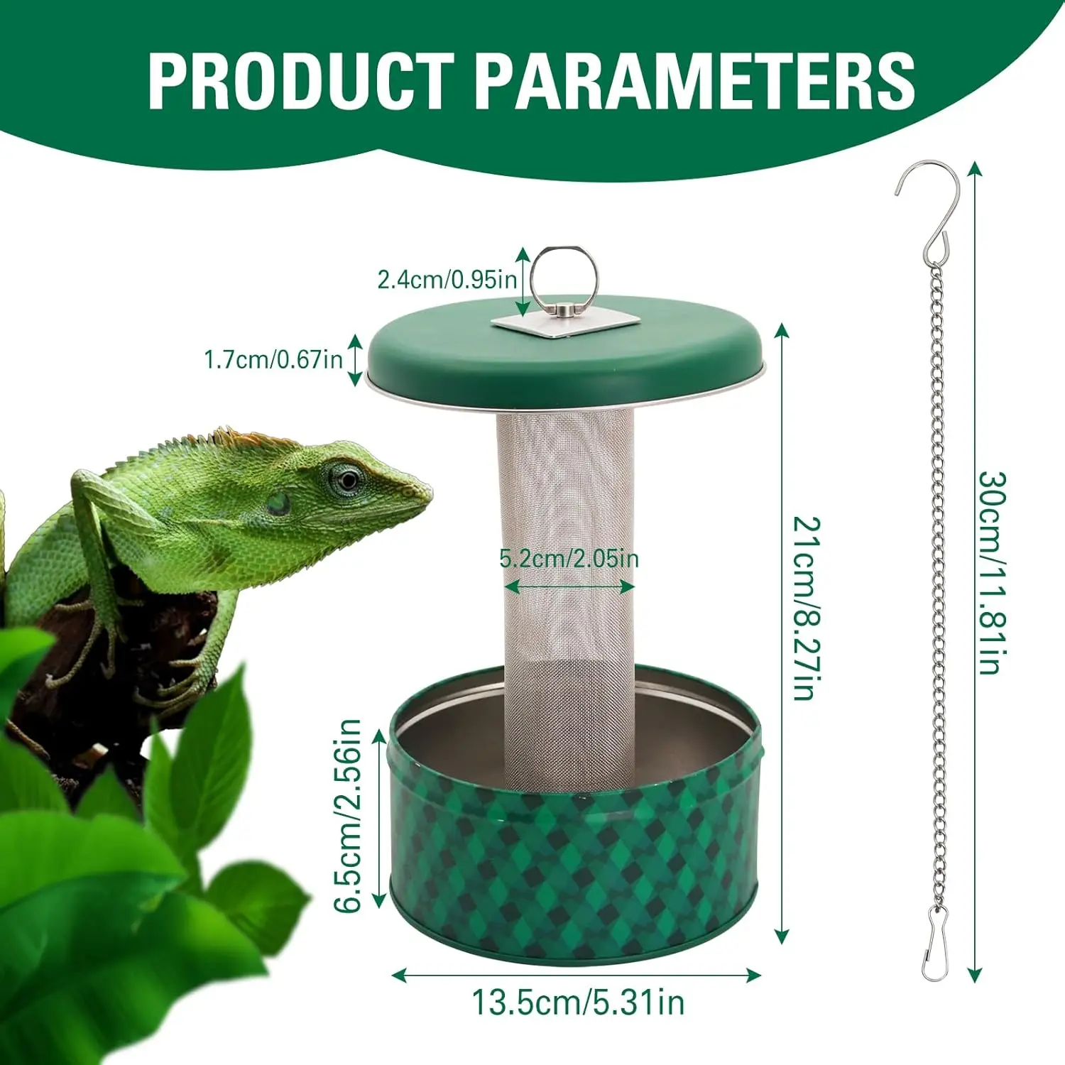 Bearded Dragon Feeder Chameleon Bug Bowl Reptile Feeder Box Wall-Mounted Insect with Suction Cups Tank and Aquarium Accessories - Image 2