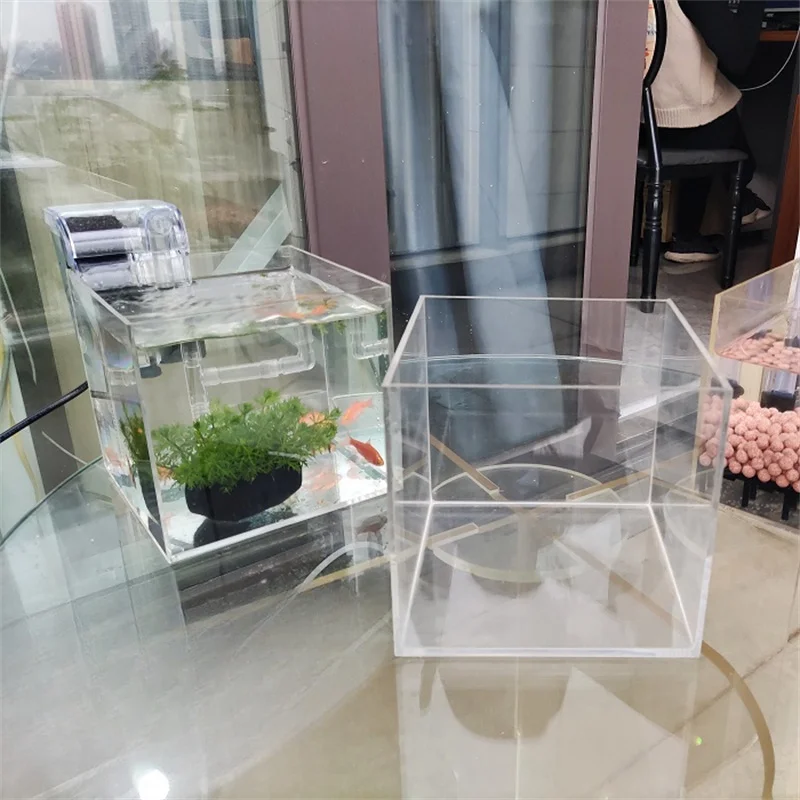 clear transparent acrylic mini table turtle, shrimp, goldfish,seaweed aquaculture tank small table fish tank - Image 3