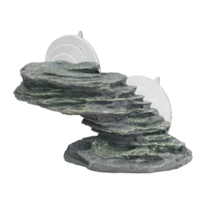 Tortoise Climbing Platform with Suction Cup Resin Lifelike Aquarium Rock Ornament Reptile Basking Dock Decoration for Fish Tank