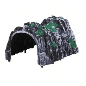 Lightweight Plastic Aquarium Rock Cave Decor Realistic Design with Greenery Ideal for Aquatic Pets Creates Natural Habitat Safe