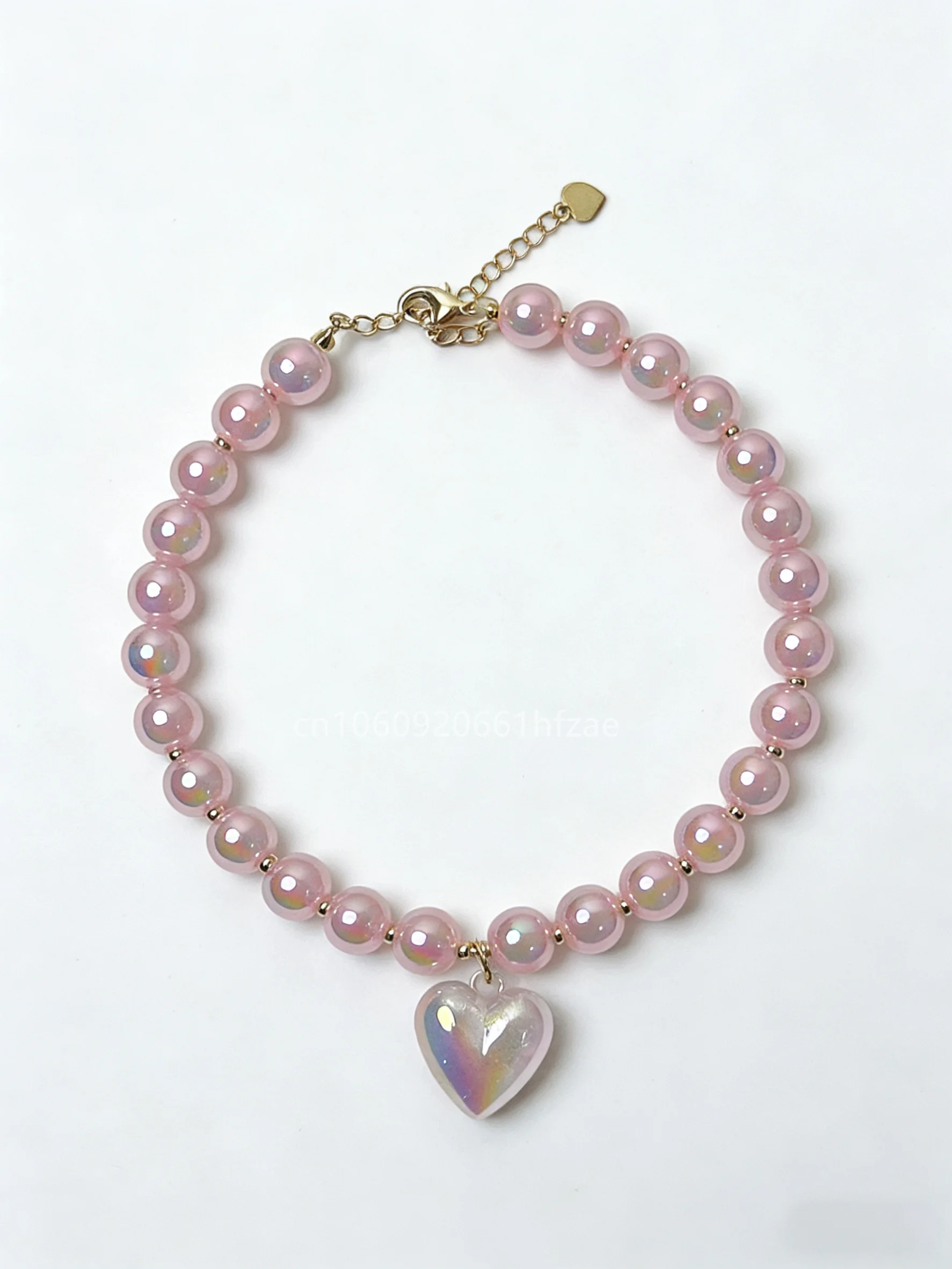 Pink Color Beads Cat Collar Pet Pearl Shape Necklace Dog Callar Jewerly Heart Charm Love Pendant Pet Products Cat Birthday Gift - Image 7