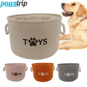 Round Pet Toy Basket Cat Dog Toys Storage Box Foldable Clothes Storage Basket with Handle Pet Supplies Dog Accessories