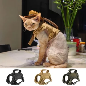 Cat Harness Leash Tactical Vest Small Dog Kitten Harness Escape Proof Full Body Breathable For Puppy Walking Training