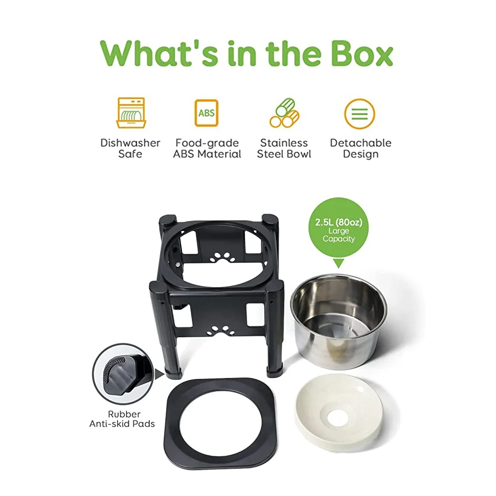 Height Adjustable Dog Bowls No Spill Raised Pet Elevated Water Bowl Non-Slip Puppy Cat Slow Water Feeder 2.2L/75oz - Image 5