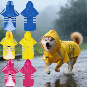 2026 New Waterproof Reflective Dog Raincoat Hooded Summer Lightweight Puppy Rain Poncho Outdoor Pet Rain Jacket For Small Dogs