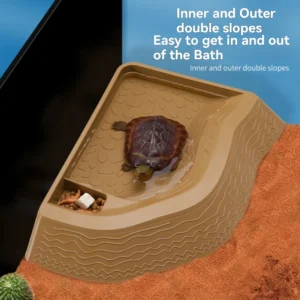 Turtle bathing basin, water and food bowl, yellow-margined turtle, drinking water, taking a bath, climbing pet box, landscaping