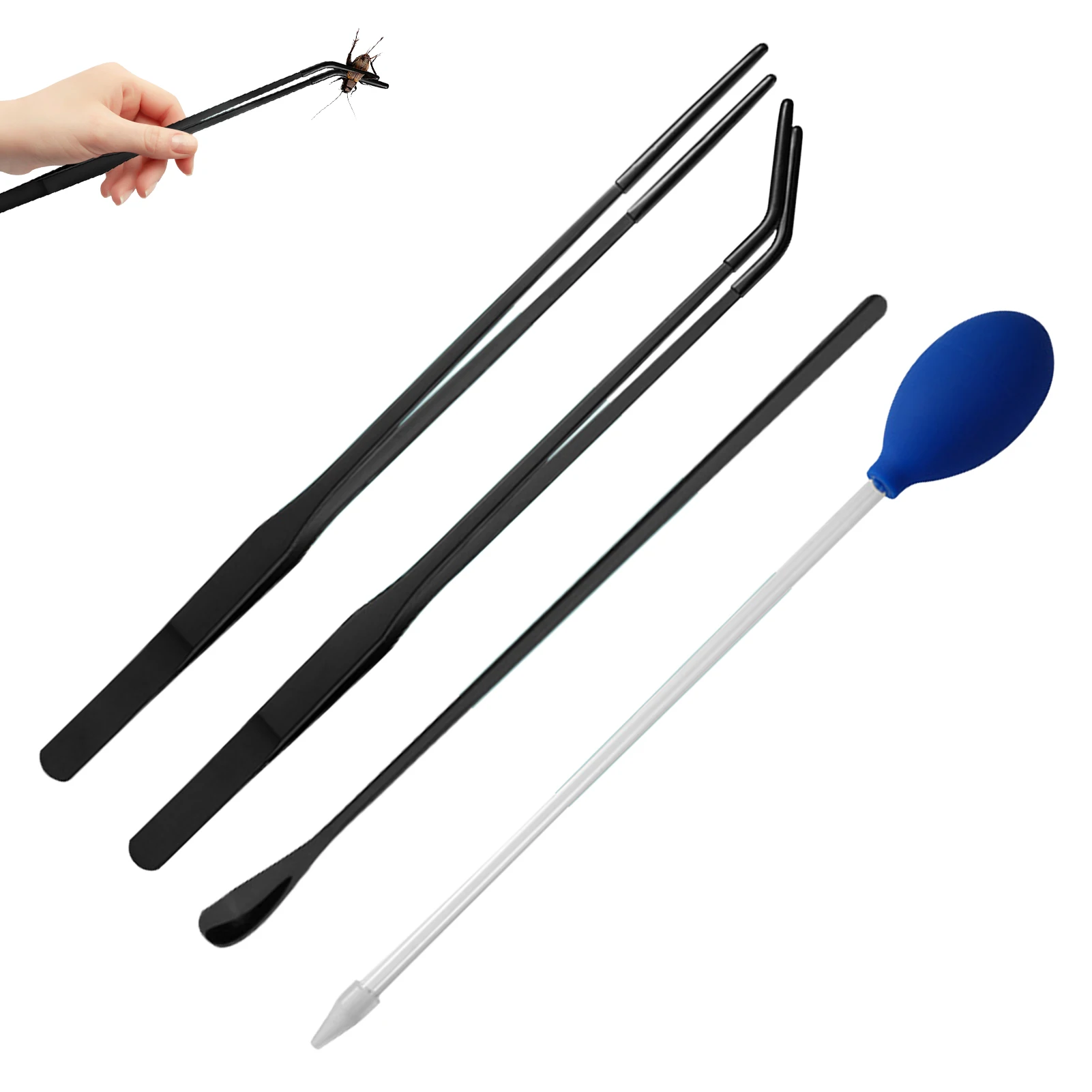 4pcs Reptile Feeding Tongs Aquascaping Tools Set for Pets Crab Turtle Planting Tweezers Stainless Steel Pet Feeding Clamp - Image 8