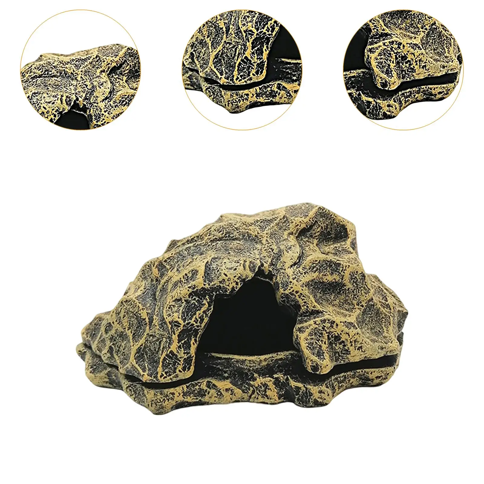 Resin Rock Reptile Hideout Aquarium Habitat Decor Reptile Rock Hide Cave for Tortoise Lizard Turtles Reptiles Frogs Fish Gecko - Image 4