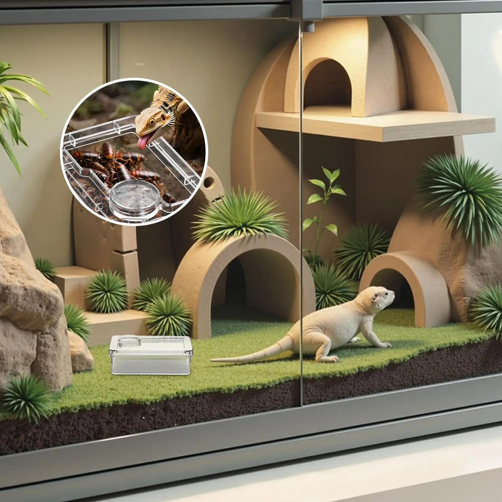 Chameleon Feeder Bearded Dragon Food Bowl Small Animal Feeders For Spider Lizard Tortoise Cage Tank Chameleon Habitat Terrarium - Image 2