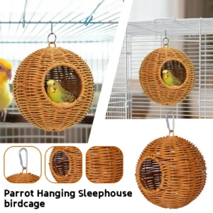 Parrot Nest Hanging Sleephouse Wicker Birdcage Accessory Natural Pet Supplies