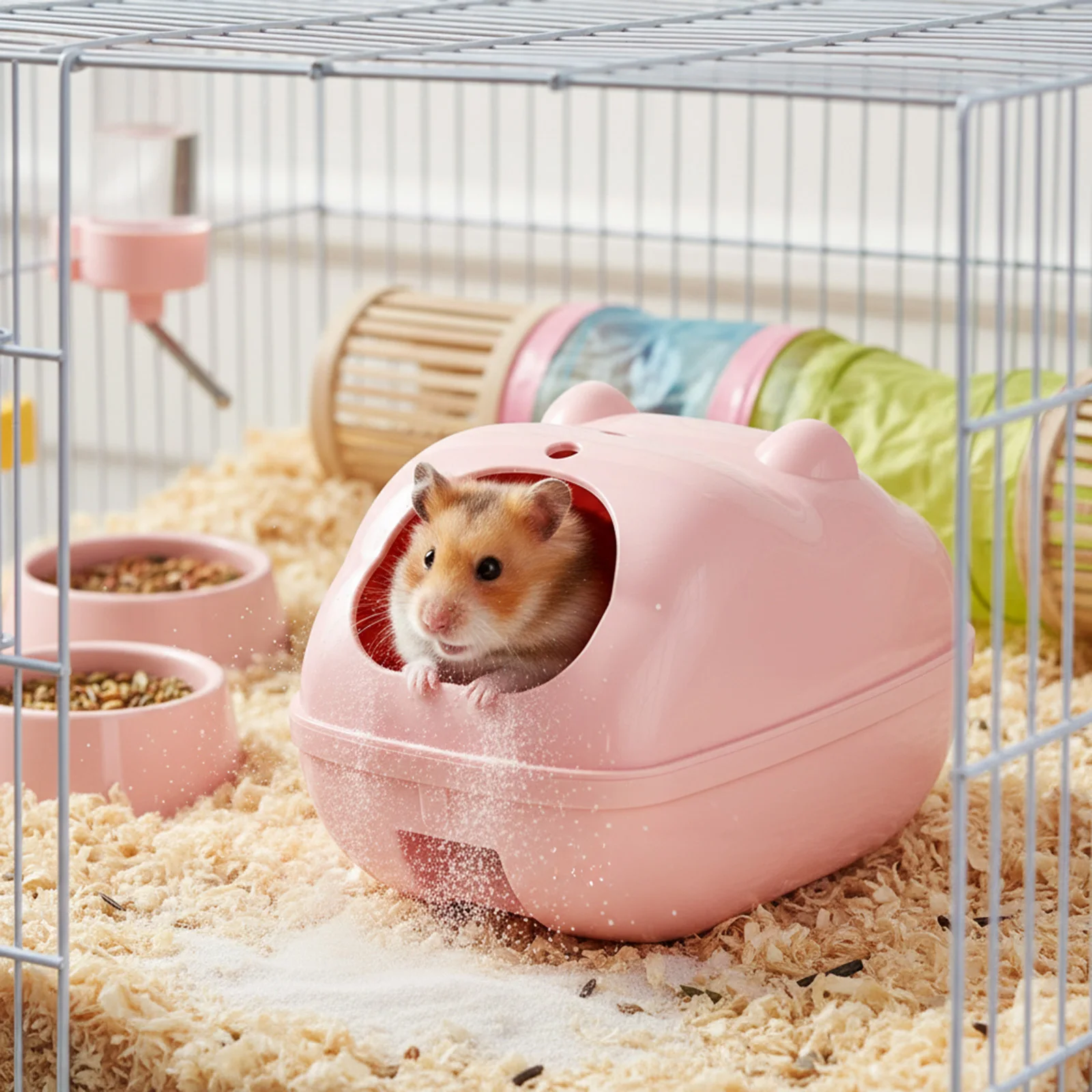 Hamster Bathroom Reptile Hideout House Toilet Combo Anti-slip Bottom Dust Resistant Bathing Accessories For Small Pets Gerbils - Image 2