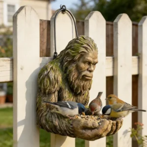 2Pcs Sasquatch Bird Feeder Outdoor Decorative Feeder Resin Sasquatch Sculpture Birdseed Tray for Tree Backyard Garden Art Decor