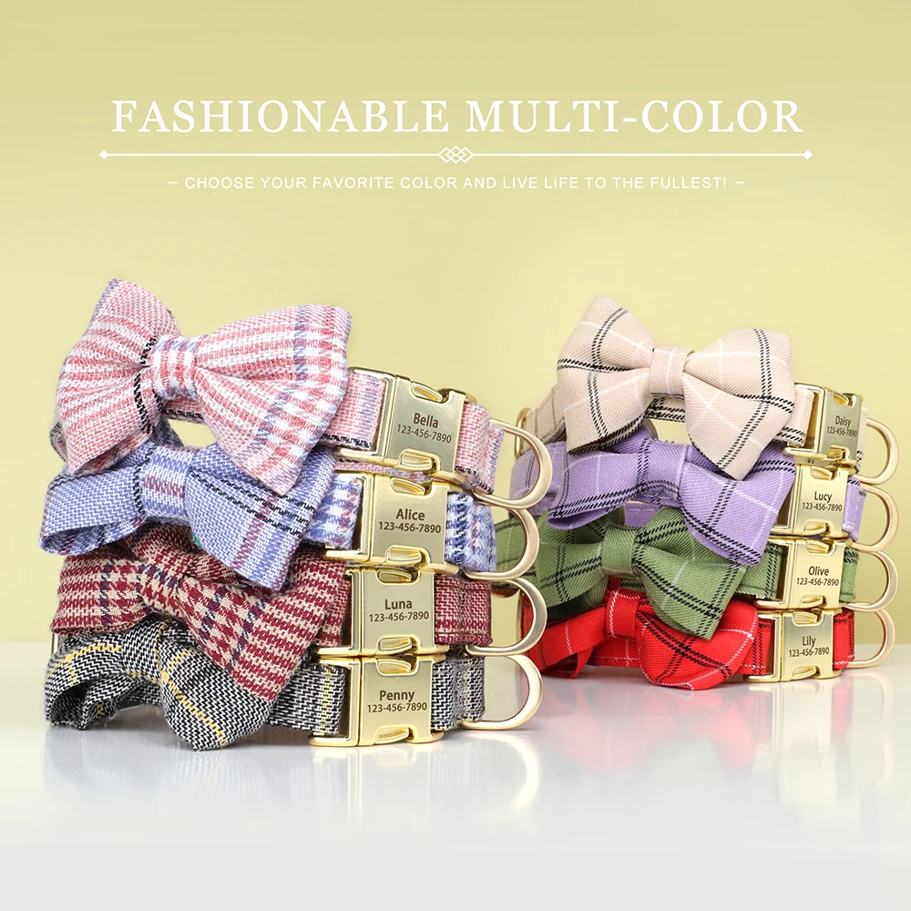 Custom Dog Collar Nylon Puppy Dog Collars With Cute Bowknot Engraved Pet Necklace Dog Collars For Small Medium Dogs Chihuahua - Image 4