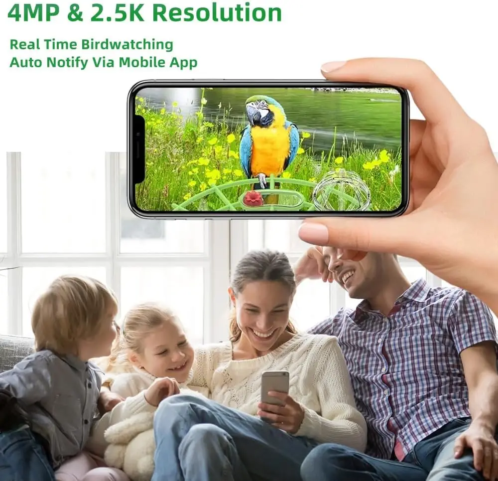 4MP 2.5K WIFI Bird feeder Camera Real Time Bird watching APP Full color Night Vision Smart AI bird recognition with Solar Panel - Image 5