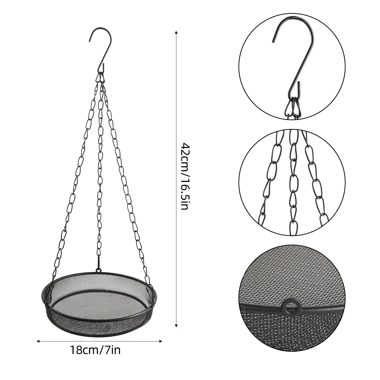 Hanging Bird Feeder Tray Weather Resistant Iron Multipurpose Easy Clean Metal Mesh Tray for Yard Tree Outside Patio Garden - Image 6