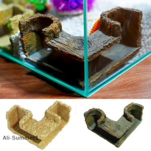 【E】Natural Resin Aquariums Ornament Tunnel Shelter Corner Cave For Fish And Pet Fish Hideouts Fishtanks Decors