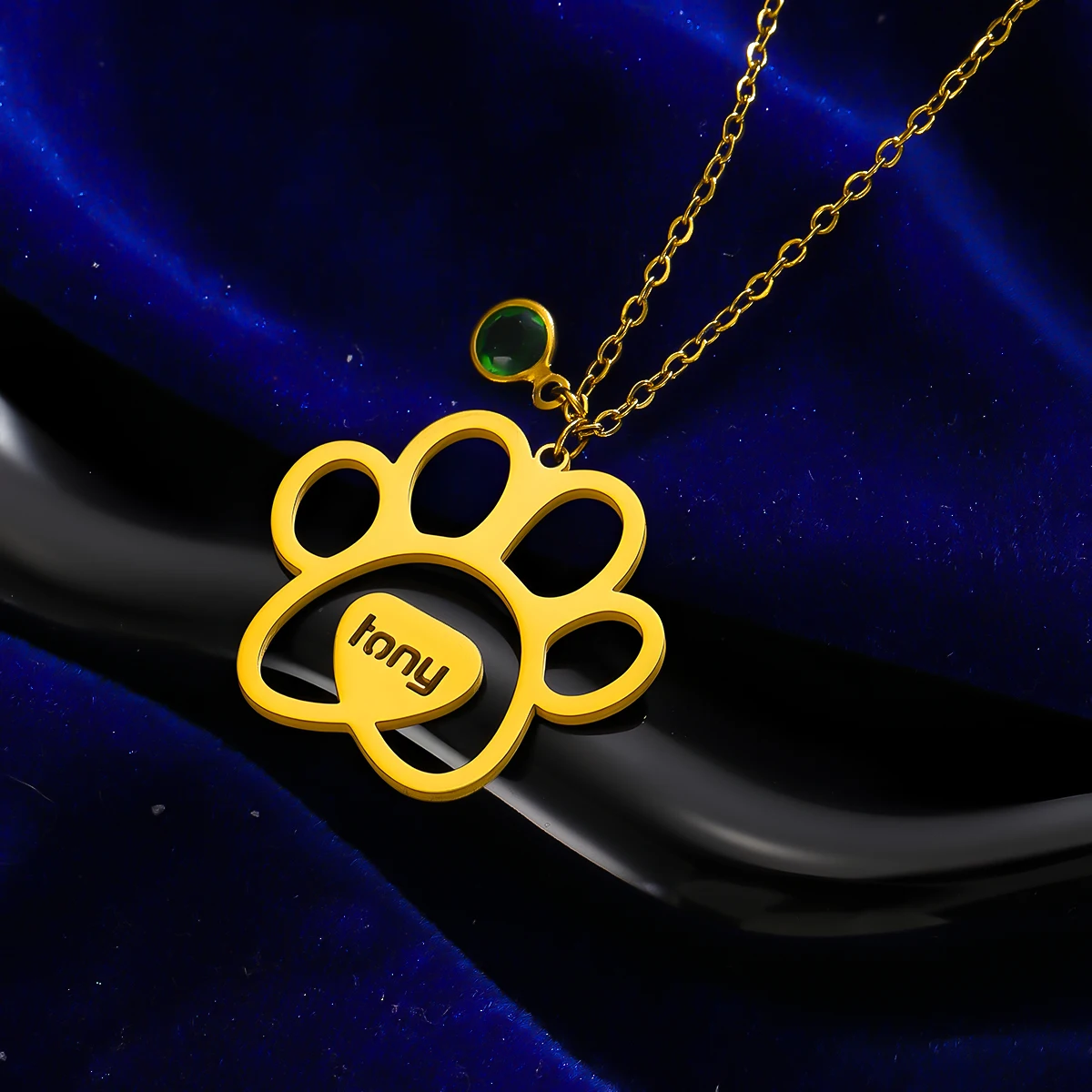 Cute Cat Puppy Paw Print Pendant Necklaces Personalized Name Stainless Steel Men Women Clavicle Choker Jewelry Pet Lover Gifts - Image 5