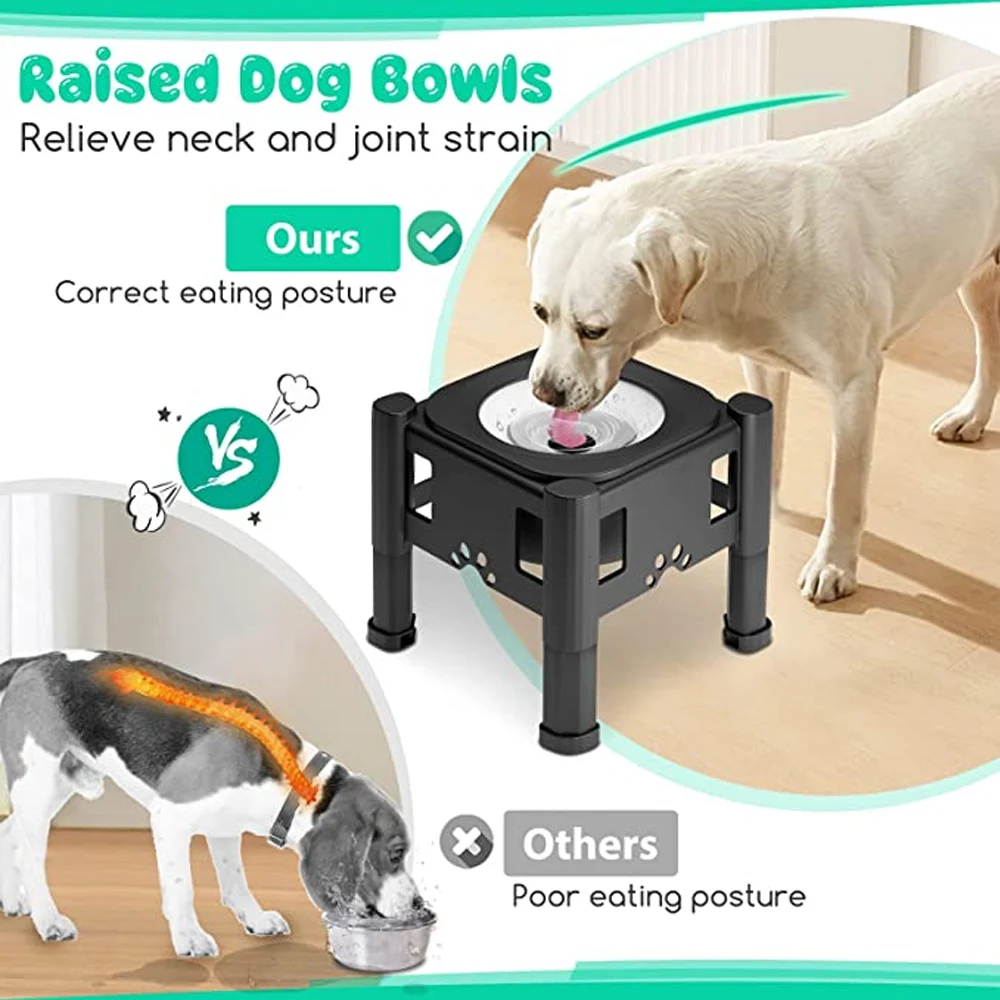 Height Adjustable Dog Bowls No Spill Raised Pet Elevated Water Bowl Non-Slip Puppy Cat Slow Water Feeder 2.2L/75oz - Image 4
