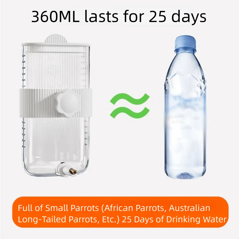Wall Mount Bird Water Drinker No Drip with Scale Rabbit Water Dispenser Portable Automatic Parrot Water Bottle for Bird Cage - Image 4