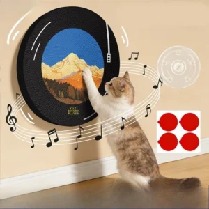 New Vertical Wall Stick Cat Scratcher Durable Corrugated Board Rotatable Black Vinyl Record Design Pet Cat Toy
