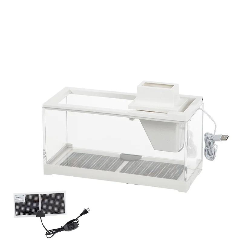 High Transmittance Fish Tank Aquarium Kits with Water Pump Heating Mat Lighting Desktop Decor For Shrimp Jellyfish Goldfish