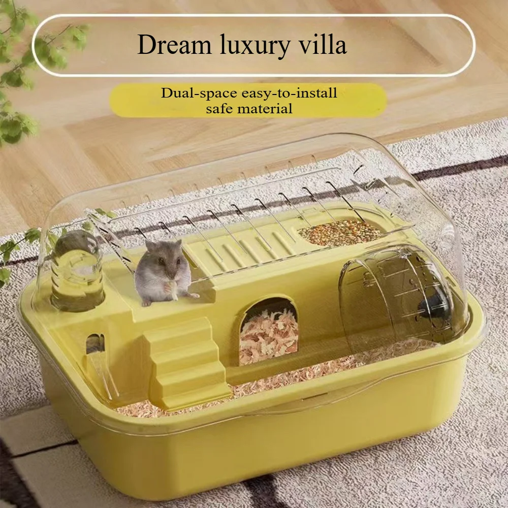 2-Tier Luxury Hamster Cage, Escape-Proof Transparent Portable Habitat Starter Kit for Hamsters Syrian Hamsters - Image 4