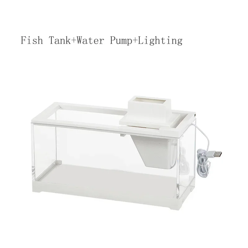 High Transmittance Fish Tank Aquarium Kits with Water Pump Heating Mat Lighting Desktop Decor For Shrimp Jellyfish Goldfish - Image 10