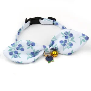 Bow Cat Collar With Blueberry And Bell Pendant Cute Gentle Pet Cat Collar Anti-slip Buckle For Cat Leash Decorative Accessories