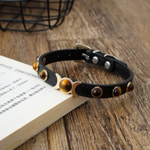 Soft Leather Cat Collar Fashion Tiger Eyes Decoration Puppy Neck Strap Kitten Necklace Accessories Cat Supplies XS/S/M Chihuahua