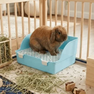 Splash-Proof Rabbit Litter Tray Anti-spill Rectangular Animal Potty Trainer Plastic Detachable Rabbit Training Toilet