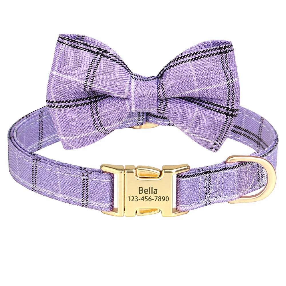 Custom Dog Collar Nylon Puppy Dog Collars With Cute Bowknot Engraved Pet Necklace Dog Collars For Small Medium Dogs Chihuahua - Image 2