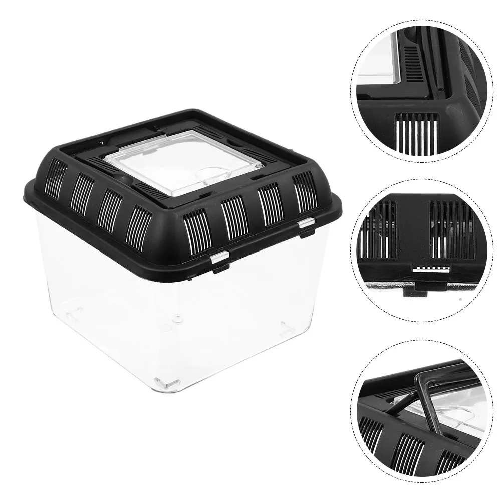 Reptile Breeding Box Black Plastic Turtle Transport Durable Lightweight Ventilation Hole Feeding Cage Storage Container Anti - Image 3