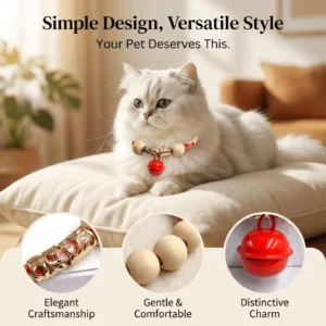 Natural Camphor Wood Cat Collar Safe & Non-Toxic Anti-Flea and Tick Repellent, Lightweight Comfortable Adjustable Protection