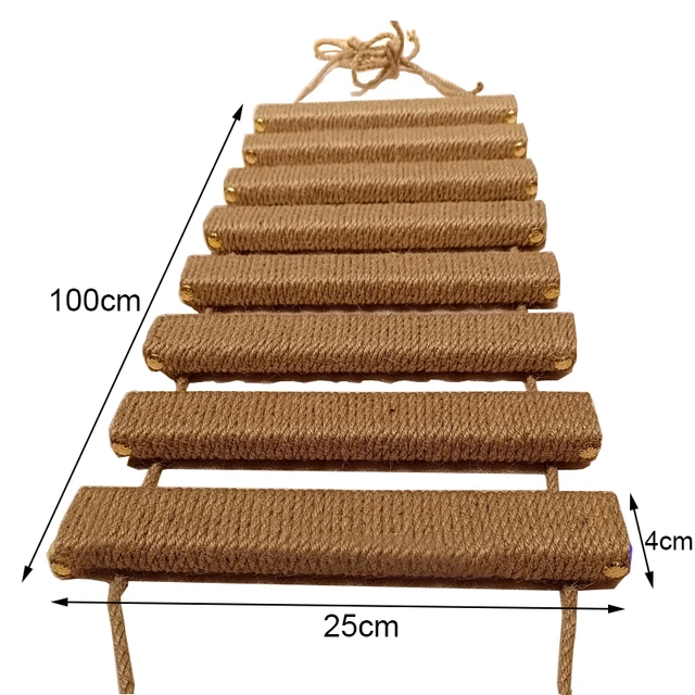 Toys Wall-mounted Activity Cat Wood Sisal Scratcher Climber Furniture Cat Bridge Rope Steps Kitten Ladder Kitten Post Wall - Image 17
